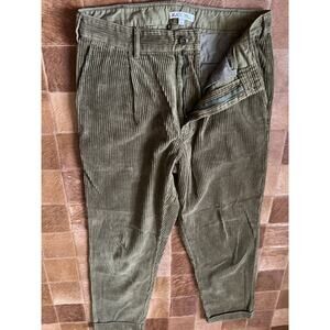 Alex Mill Corduroy Pants Pleated Cuffed 31x27 Mens Green Cotton